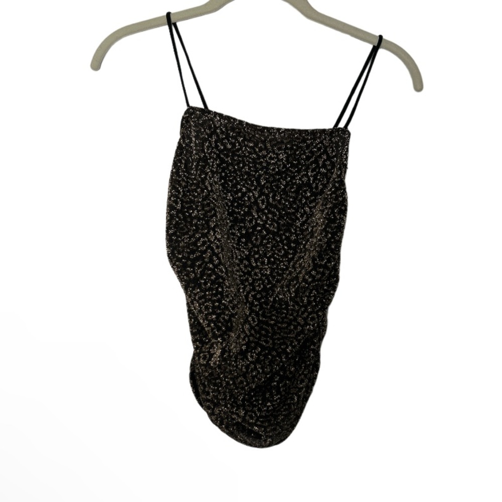 BRAND NEW BRAND NEW Topshop Gold Shimmer Leopard Print Cami Tank Top